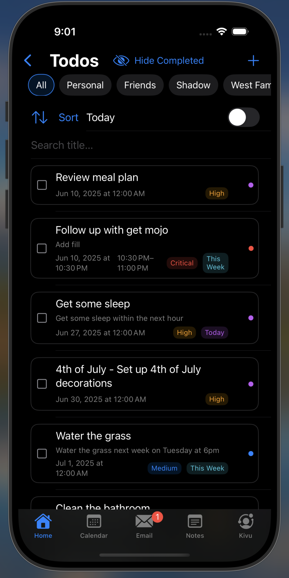 iOS Notes in task view